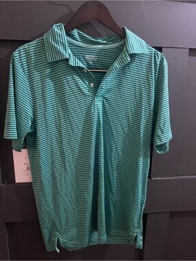 Brooks Brothers Teal and Light Green Striped Polo